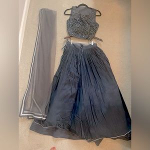 Gorgeous dark grey metallic choli or two piece